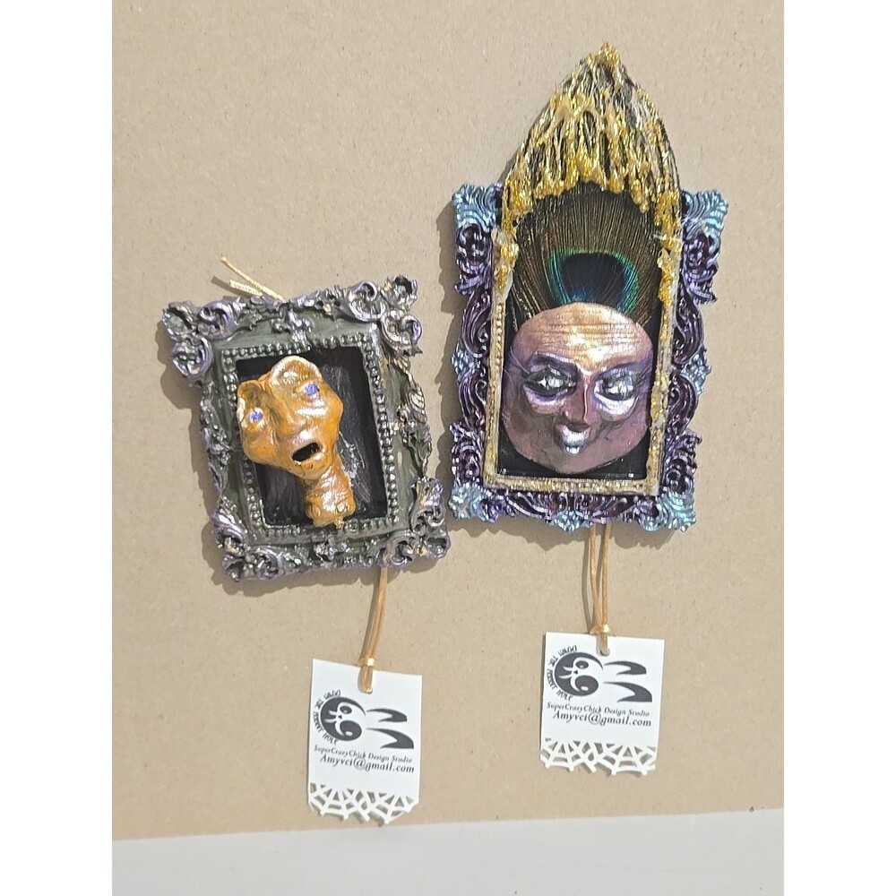 OOAK Handmade Enchanted Faerie Fairy Forest Magical Creature Magnets, Lot of 2